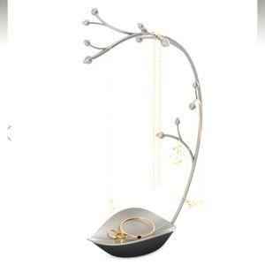 Umbra Orchid Leaf Jewelry Necklace Holder Storage Display Elegant Gray